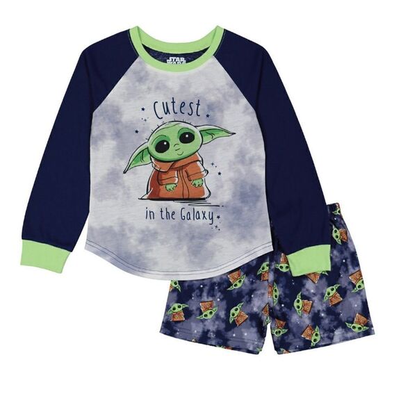 STAR WARS GIRL'S Size 6 Baby Yoda Top and Short Pajama Set - Picture 4 of 4
